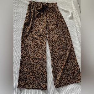 Sienna Sky Palazzo Pants Wide Leg Large Leopard Print Cotton, New With Tags